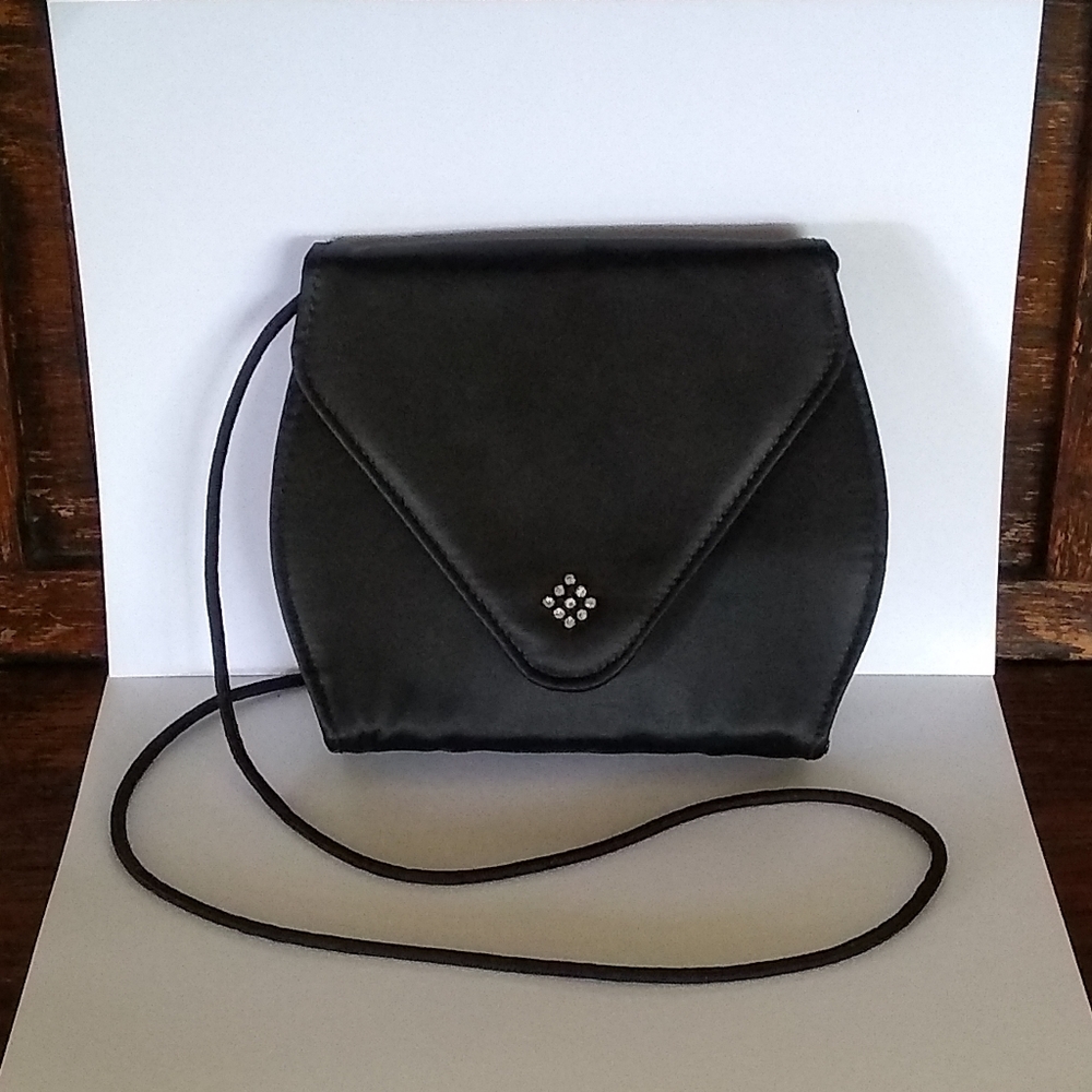 vint. blk satin evening bag
